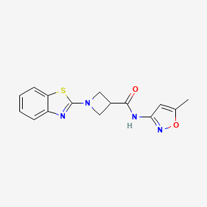 molecular formula C15H14N4O2S B2717989 1-(苯并[d]噻唑-2-基)-N-(5-甲基异噁唑-3-基)氮杂环丁-3-甲酰胺 CAS No. 1286732-55-5