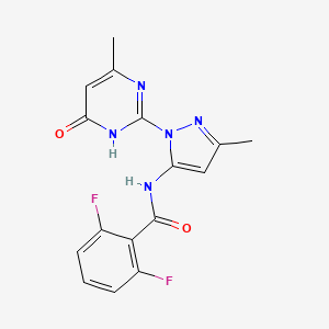 molecular formula C16H13F2N5O2 B2717995 2,6-difluoro-N-(3-methyl-1-(4-methyl-6-oxo-1,6-dihydropyrimidin-2-yl)-1H-pyrazol-5-yl)benzamide CAS No. 1004637-95-9