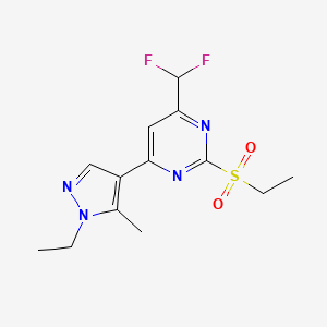 molecular formula C13H16F2N4O2S B2718000 4-(difluoromethyl)-6-(1-ethyl-5-methyl-1H-pyrazol-4-yl)-2-(ethylsulfonyl)pyrimidine CAS No. 1006328-49-9