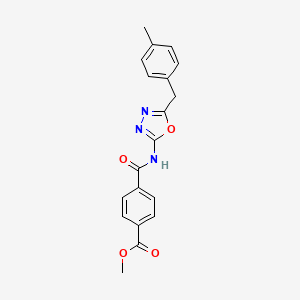 molecular formula C19H17N3O4 B2718004 Methyl 4-((5-(4-methylbenzyl)-1,3,4-oxadiazol-2-yl)carbamoyl)benzoate CAS No. 1172763-25-5