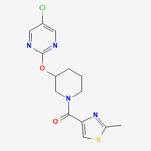 molecular formula C14H15ClN4O2S B2718011 (3-((5-氯吡啶-2-基)氧基)哌啶-1-基)(2-甲基噻唑-4-基)甲酮 CAS No. 2034397-64-1