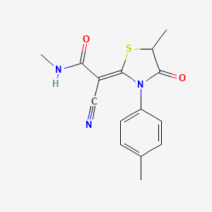 molecular formula C15H15N3O2S B2718021 (2Z)-2-cyano-N-methyl-2-[5-methyl-3-(4-methylphenyl)-4-oxo-1,3-thiazolidin-2-ylidene]acetamide CAS No. 898645-76-6