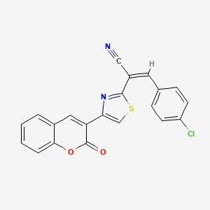 molecular formula C21H11ClN2O2S B2718055 (Z)-3-(4-chlorophenyl)-2-(4-(2-oxo-2H-chromen-3-yl)thiazol-2-yl)acrylonitrile CAS No. 210287-74-4
