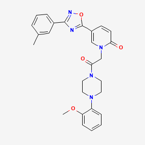 molecular formula C27H27N5O4 B2718056 1-{2-[4-(2-methoxyphenyl)piperazin-1-yl]-2-oxoethyl}-5-[3-(3-methylphenyl)-1,2,4-oxadiazol-5-yl]pyridin-2(1H)-one CAS No. 1326890-82-7