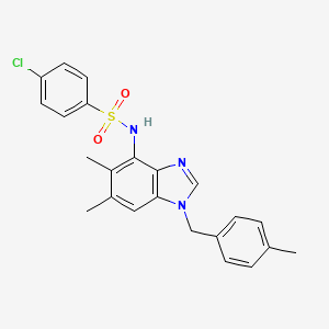 molecular formula C23H22ClN3O2S B2718066 4-氯-N-[5,6-二甲基-1-(4-甲基苯基甲基)-1H-1,3-苯并咪唑-4-基]苯甲酰胺 CAS No. 861211-92-9