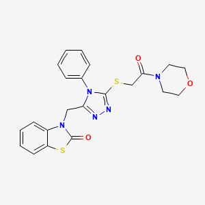 molecular formula C22H21N5O3S2 B2718067 3-((5-((2-morpholino-2-oxoethyl)thio)-4-phenyl-4H-1,2,4-triazol-3-yl)methyl)benzo[d]thiazol-2(3H)-one CAS No. 847401-12-1