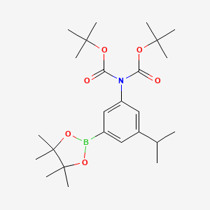 molecular formula C25H40BNO6 B2718072 tert-Butyl N-[(tert-butoxy)carbonyl]-N-[3-isopropyl-5-(tetramethyl-1,3,2-dioxaborolan-2-yl)phenyl]carbamate CAS No. 2377610-78-9