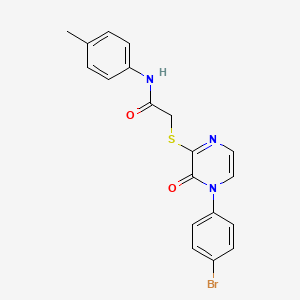 2-((4-(4-bromophenyl)-3-oxo-3,4-dihydropyrazin-2-yl)thio)-N-(p-tolyl)acetamide
