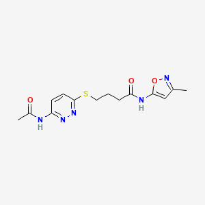 molecular formula C14H17N5O3S B2718084 4-((6-乙酰胺基吡啶-3-基)硫代基)-N-(3-甲基异噁唑-5-基)丁酰胺 CAS No. 1105248-40-5