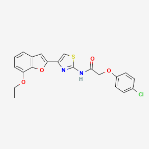 molecular formula C21H17ClN2O4S B2718086 2-(4-chlorophenoxy)-N-(4-(7-ethoxybenzofuran-2-yl)thiazol-2-yl)acetamide CAS No. 921870-86-2