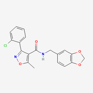 molecular formula C19H15ClN2O4 B2718092 N-(1,3-benzodioxol-5-ylmethyl)-3-(2-chlorophenyl)-5-methyl-4-isoxazolecarboxamide CAS No. 312319-23-6