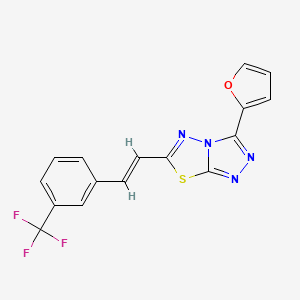 molecular formula C16H9F3N4OS B2718095 3-(呋喃-2-基)-6-[(E)-2-[3-(三氟甲基)苯基]乙烯基]-[1,2,4]三唑并[3,4-b][1,3,4]噻二唑 CAS No. 853749-70-9