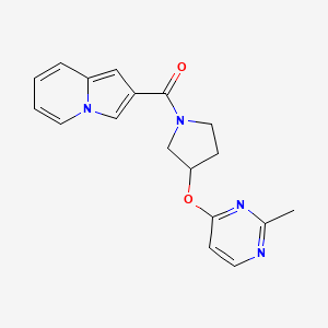 molecular formula C18H18N4O2 B2718106 2-{3-[(2-Methylpyrimidin-4-yl)oxy]pyrrolidine-1-carbonyl}indolizine CAS No. 2097922-63-7