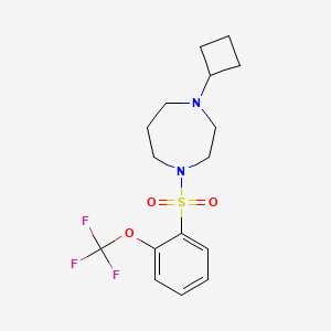molecular formula C16H21F3N2O3S B2718113 1-Cyclobutyl-4-((2-(trifluoromethoxy)phenyl)sulfonyl)-1,4-diazepane CAS No. 2319844-61-4