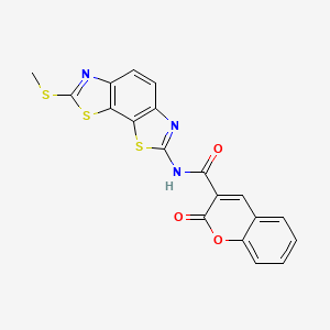 molecular formula C19H11N3O3S3 B2718120 N-(2-methylsulfanyl-[1,3]thiazolo[4,5-g][1,3]benzothiazol-7-yl)-2-oxochromene-3-carboxamide CAS No. 477503-61-0