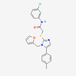molecular formula C23H20ClN3O2S B2718122 N-(3-chlorophenyl)-2-((1-(furan-2-ylmethyl)-5-(p-tolyl)-1H-imidazol-2-yl)thio)acetamide CAS No. 1207041-65-3