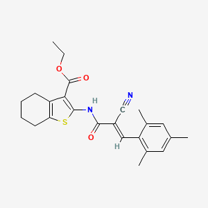 molecular formula C24H26N2O3S B2718155 ethyl 2-[[(E)-2-cyano-3-(2,4,6-trimethylphenyl)prop-2-enoyl]amino]-4,5,6,7-tetrahydro-1-benzothiophene-3-carboxylate CAS No. 737821-54-4