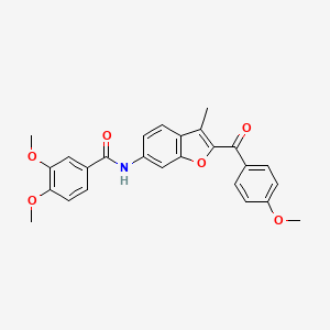 molecular formula C26H23NO6 B2718173 3,4-dimethoxy-N-[2-(4-methoxybenzoyl)-3-methyl-1-benzofuran-6-yl]benzamide CAS No. 929390-81-8