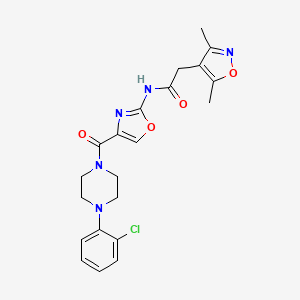 N-(4-(4-(2-chlorophenyl)piperazine-1-carbonyl)oxazol-2-yl)-2-(3,5-dimethylisoxazol-4-yl)acetamide