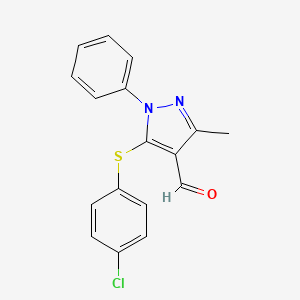 5-(4-Chlorophenyl)sulfanyl-3-methyl-1-phenylpyrazole-4-carbaldehyde