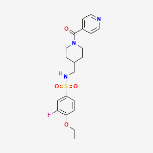 molecular formula C20H24FN3O4S B2718189 4-ethoxy-3-fluoro-N-((1-isonicotinoylpiperidin-4-yl)methyl)benzenesulfonamide CAS No. 1396888-01-9
