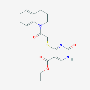molecular formula C19H21N3O4S B2718190 乙酸4-[2-(3,4-二氢-2H-喹啉-1-基)-2-氧代乙基]硫醇-6-甲基-2-氧代-1H-嘧啶-5-羧酸酯 CAS No. 923184-99-0