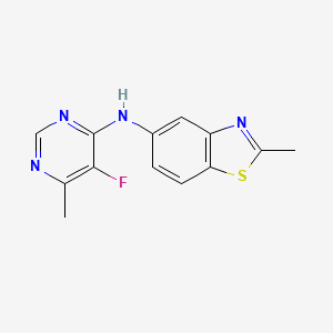 molecular formula C13H11FN4S B2718197 N-(5-Fluoro-6-methylpyrimidin-4-yl)-2-methyl-1,3-benzothiazol-5-amine CAS No. 2415633-96-2