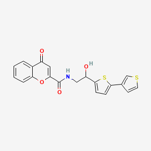 molecular formula C20H15NO4S2 B2718204 N-(2-([2,3'-bithiophen]-5-yl)-2-hydroxyethyl)-4-oxo-4H-chromene-2-carboxamide CAS No. 2177366-28-6