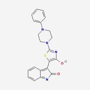 molecular formula C21H18N4O2S B2718213 (Z)-5-(2-oxoindolin-3-ylidene)-2-(4-phenylpiperazin-1-yl)thiazol-4(5H)-one CAS No. 868142-98-7