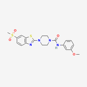molecular formula C20H22N4O4S2 B2718216 N-(3-methoxyphenyl)-4-(6-(methylsulfonyl)benzo[d]thiazol-2-yl)piperazine-1-carboxamide CAS No. 1203276-69-0