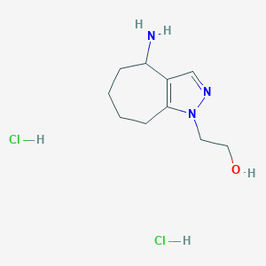 molecular formula C10H19Cl2N3O B2718218 2-(4-Amino-5,6,7,8-tetrahydro-4H-cyclohepta[c]pyrazol-1-yl)ethanol;dihydrochloride CAS No. 2287317-27-3
