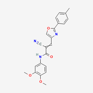 molecular formula C22H19N3O4 B2718219 2-氰-N-(3,4-二甲氧基苯基)-3-[2-(4-甲基苯基)-1,3-噁唑-4-基]丙-2-烯酰胺 CAS No. 1376439-66-5