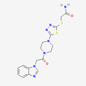 2-((5-(4-(2-(1H-benzo[d]imidazol-1-yl)acetyl)piperazin-1-yl)-1,3,4-thiadiazol-2-yl)thio)acetamide