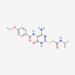 molecular formula C18H23N5O4S B2718227 N-(4-amino-2-((2-(isopropylamino)-2-oxoethyl)thio)-6-oxo-1,6-dihydropyrimidin-5-yl)-4-ethoxybenzamide CAS No. 888440-36-6
