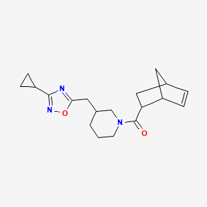 molecular formula C19H25N3O2 B2718236 Bicyclo[2.2.1]hept-5-en-2-yl(3-((3-cyclopropyl-1,2,4-oxadiazol-5-yl)methyl)piperidin-1-yl)methanone CAS No. 1705438-58-9