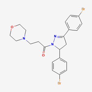 molecular formula C22H23Br2N3O2 B2718239 1-(3,5-bis(4-bromophenyl)-4,5-dihydro-1H-pyrazol-1-yl)-3-morpholinopropan-1-one CAS No. 313253-19-9