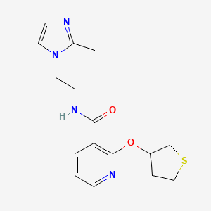 molecular formula C16H20N4O2S B2718240 N-(2-(2-methyl-1H-imidazol-1-yl)ethyl)-2-((tetrahydrothiophen-3-yl)oxy)nicotinamide CAS No. 2034621-08-2