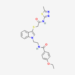 4-ethoxy-N-[2-[3-[2-[(5-methyl-1,3,4-thiadiazol-2-yl)amino]-2-oxoethyl]sulfanylindol-1-yl]ethyl]benzamide