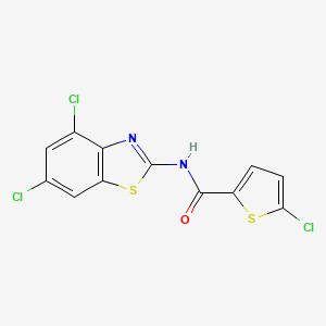 molecular formula C12H5Cl3N2OS2 B2718254 5-chloro-N-(4,6-dichlorobenzo[d]thiazol-2-yl)thiophene-2-carboxamide CAS No. 919701-70-5