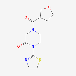 molecular formula C12H15N3O3S B2718265 4-(四氢呋喃-3-甲酰基)-1-(噻唑-2-基)哌嗪-2-酮 CAS No. 2310083-07-7
