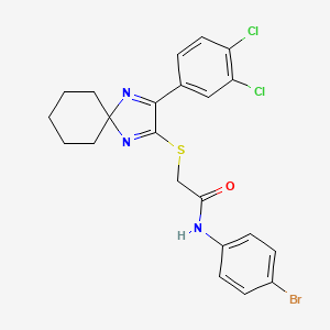 N-(4-bromophenyl)-2-((3-(3,4-dichlorophenyl)-1,4-diazaspiro[4.5]deca-1,3-dien-2-yl)thio)acetamide