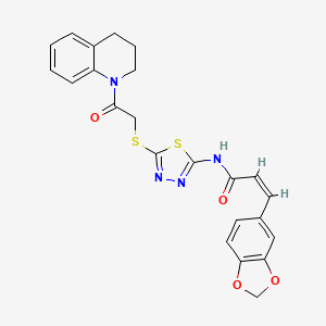 molecular formula C23H20N4O4S2 B2718274 (Z)-3-(benzo[d][1,3]dioxol-5-yl)-N-(5-((2-(3,4-dihydroquinolin-1(2H)-yl)-2-oxoethyl)thio)-1,3,4-thiadiazol-2-yl)acrylamide CAS No. 1321661-45-3