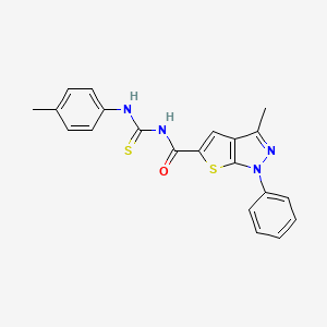 molecular formula C21H18N4OS2 B2718275 3-methyl-1-phenyl-N-(p-tolylcarbamothioyl)-1H-thieno[2,3-c]pyrazole-5-carboxamide CAS No. 690696-18-5