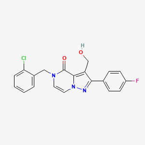 molecular formula C20H15ClFN3O2 B2718305 5-(2-chlorobenzyl)-2-(4-fluorophenyl)-3-(hydroxymethyl)pyrazolo[1,5-a]pyrazin-4(5H)-one CAS No. 1775370-14-3