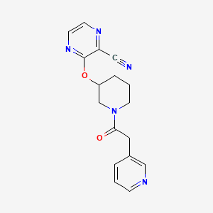 molecular formula C17H17N5O2 B2718307 3-((1-(2-(Pyridin-3-yl)acetyl)piperidin-3-yl)oxy)pyrazine-2-carbonitrile CAS No. 2034476-32-7
