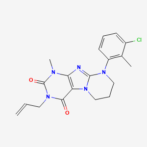 molecular formula C19H20ClN5O2 B2718325 9-(3-chloro-2-methylphenyl)-1-methyl-3-prop-2-enyl-7,8-dihydro-6H-purino[7,8-a]pyrimidine-2,4-dione CAS No. 876900-21-9