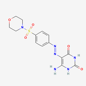 molecular formula C14H16N6O5S B2718326 (E)-2-hydroxy-6-imino-5-(2-(4-(morpholinosulfonyl)phenyl)hydrazono)-5,6-dihydropyrimidin-4(3H)-one CAS No. 327088-86-8