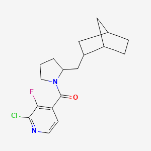 molecular formula C18H22ClFN2O B2718328 4-[2-({Bicyclo[2.2.1]heptan-2-yl}methyl)pyrrolidine-1-carbonyl]-2-chloro-3-fluoropyridine CAS No. 1445677-73-5