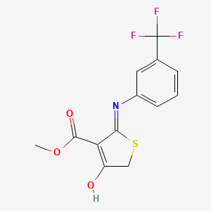 molecular formula C13H10F3NO3S B2718334 Methyl 4-oxo-2-{[3-(trifluoromethyl)phenyl]amino}-4,5-dihydrothiophene-3-carboxylate CAS No. 431072-84-3