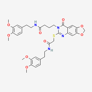 N-(3,4-dimethoxyphenethyl)-4-(6-((2-((3,4-dimethoxyphenethyl)amino)-2-oxoethyl)thio)-8-oxo-[1,3]dioxolo[4,5-g]quinazolin-7(8H)-yl)butanamide
